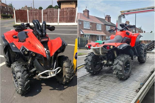 An example of recently seized quad bikes