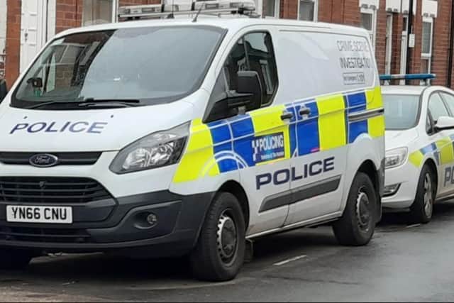 A man has died this morning after being found with serious injuries on a South Yorkshire street. File picture shows police crime scene investigation van in Doncaster