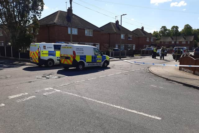 Police on the scene of the latest gun incident on Aldesworth Road, Cantley, Doncaster
