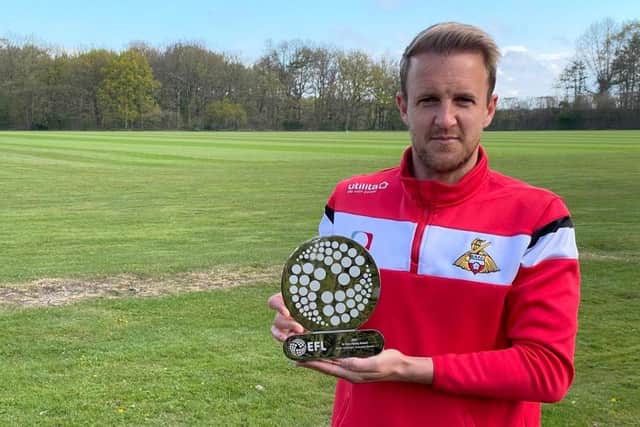 James Coppinger with the Sir Tom Finney Award