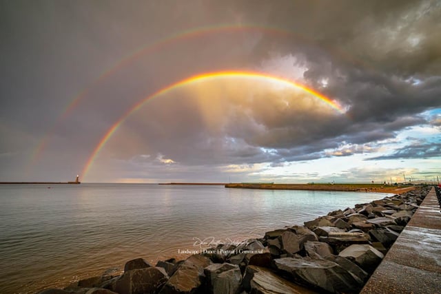 A breathtaking shot of a double rainbow.