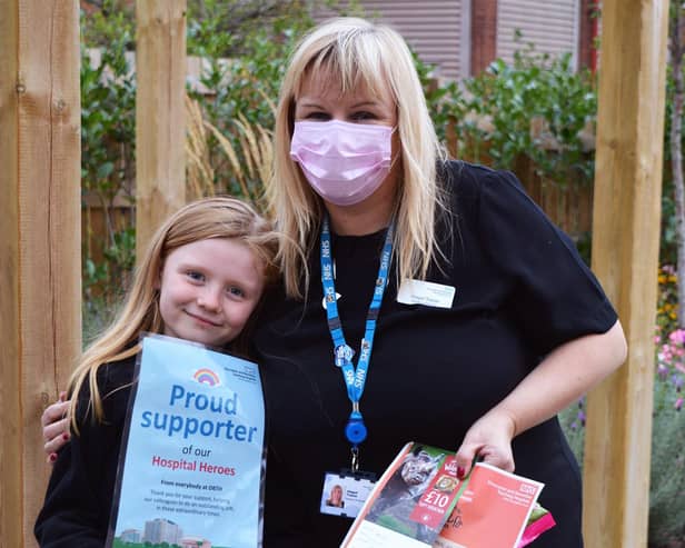 Chloe Smith met with Director of Nursing, Abigail Trainer, to receive her certificate and voucher to the Yorkshire Wildlife Park.