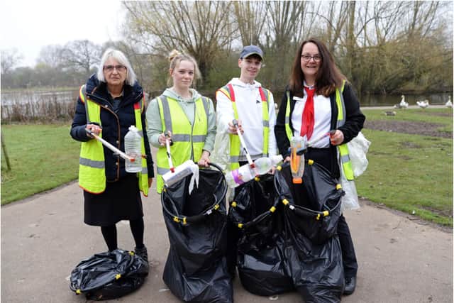 McDonald's staff joined the clean up of Sandall Park.