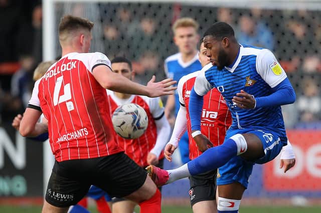 Reo Griffiths in action at Cheltenham Town. Picture: Gareth Williams/AHPIX LTD