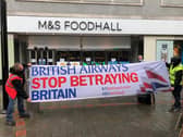 Protesters targeted banks and Marks and Spencer to protest against British Airways.