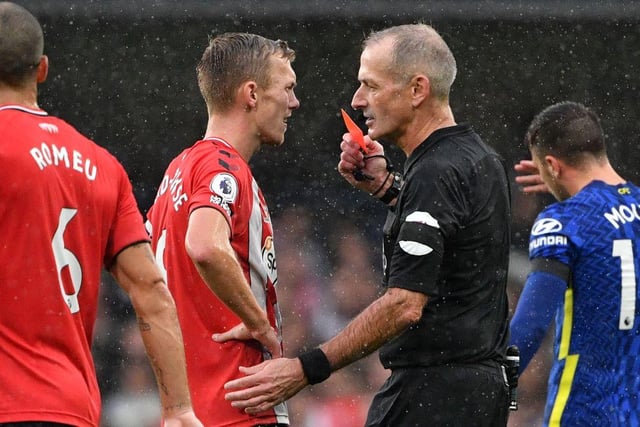 Total yellow cards = 45, straight-red cards = 1 (James Ward-Prowse), second-booking red cards = 1 (Mohammed Salisu), discipline points total = 53
