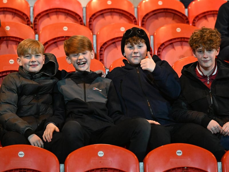 Doncaster Rovers fans watching the derby win over Huddersfield.
