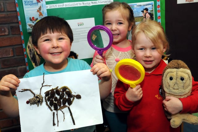 Youngsters Adam Goff, Holly Dusher and Katie Chisholm at Busy Bees Nursery, Cleadon Village, which was working with the Wildlife Trust. Remember this?