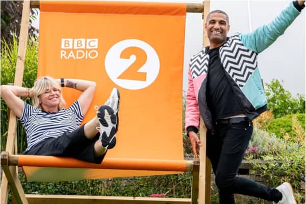 Zoe Ball and travel presenter Richie Anderson are in Doncaster for the BBC Radio 2 Breakfast Show. (Photo: BBC Radio 2).