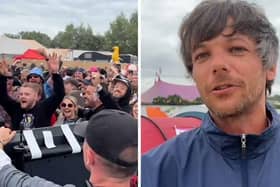 Louis Tomlinson delighted Glastonbury goers by taking a TV to watch the England game. (Photo/Video: BBC).