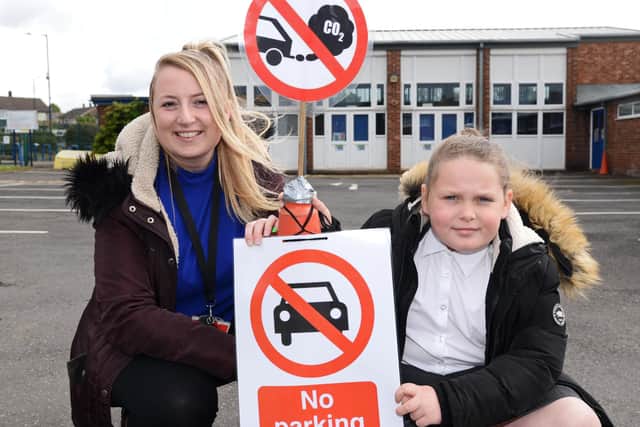 Clare Linklater, Class Teacher/School Sustainability Lead, pictured with Neve Reaney, School Council Sustainability representative, at Sandringham Primary School. Picture: NDFP-25-05-21-Sandringham 1-NMSY