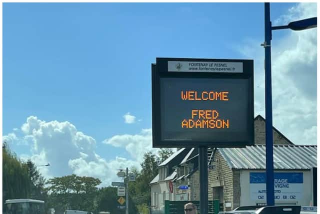 Signs were lit in France to welcome Fred.