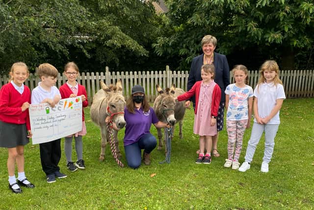 The academy raised money for the sanctuary and have now adopted their own donkey