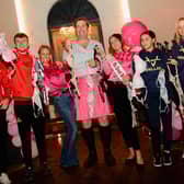 Tom Nixon from DRFC, James Maxell from DRFC, Sarah Robinson from Sisi Events, Ross Jarvie Chairmain of Bawtry Retail Association (who is wearing a pink kilt throughout October for CRUK), Charlotte Lister from Crown Hotel Bawtry, Lilli Broadhurt from Doncaster Belles & Arianne Parnham from Doncaster Belles. Photos by Pears Photography