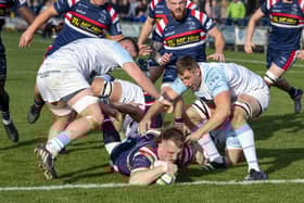 John Kelly scores his second try. Picture: Tony Johnson