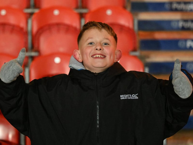 Doncaster Rovers fans watching the derby win over Huddersfield.