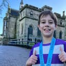 Tiberius Batchelor, who has Crohn's, completed the charity run at Alton Towers.
