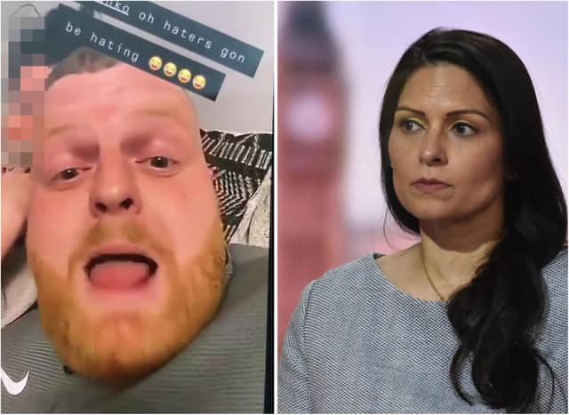 Jake Henderson was one of two men jailed for sharing a racist video about Priti Patel.