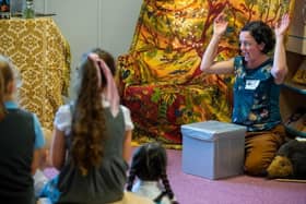 Roald Dahl Day -  Beth Guvier delivering the storytelling at Kingfisher Primary School