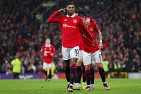 Marcus Rashford celebrates scoring Manchester United's third goal against AFC Bournemouth at Old Trafford (photo by Naomi Baker/Getty Images).