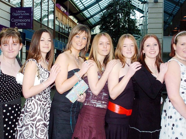 Hayfield Year 13 pupils at their prom in May 2006 - pictured, left to right, Michelle Revitt, Jodie Nelson, both 18, Rebecca Downing, 17, Sophie Lewis, Catherine Neale, both 18, Amy Dring, and Jenny Thomson, both 17