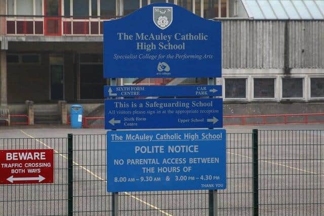 McAuley Catholic High School in Doncaster.