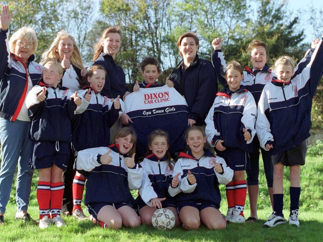 Dixon Citroen staff Nicky Tucker & Amanda Hutchinson help celebrate sponsorship of Askern Spa girls football team back in 2001