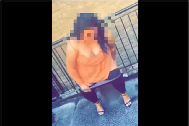 The woman was filmed dropping her pants and telling friends: "I need a wee" outside a Doncaster bingo club.