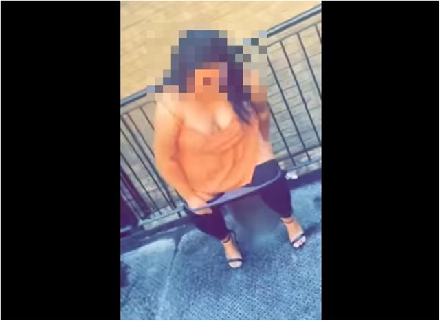 The woman was filmed dropping her pants and telling friends: "I need a wee" outside a Doncaster bingo club.