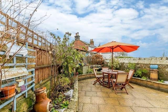 The property boasts a private patio.