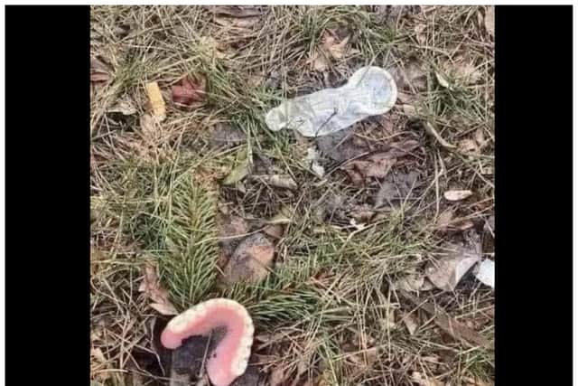 A condom, false teeth and a discarded cigarette end were found in a Doncaster playground.