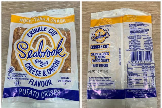 The crisps were found by City of Doncaster Archives staff, along with a note from their owner.