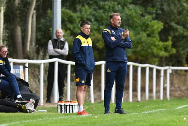 Former Doncaster Rovers Belles manager Nick Buxton (right) with his assistant Daniel Solts.
