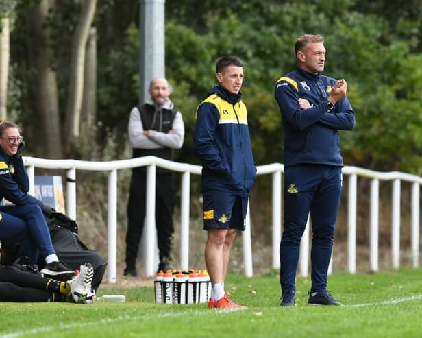 Former Doncaster Rovers Belles manager Nick Buxton (right) with his assistant Daniel Solts.
