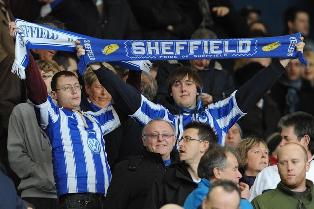 Wednesday fans get behind their side during the FA Cup third round tie with West Ham United at Hillsborough in January 2012.