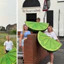 The giant limes have now stopped off in Conisbrough.