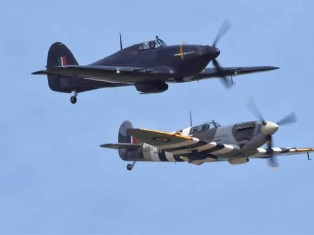 A Spitfire and Hurricane, one of which will fly over Doncaster for the Battle of Britain Memorial Flight (Jeff Kenny/ South Yorkshire Aircraft Museum).