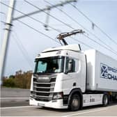 Lorries powered by overhead cables could soon be running on motorways near Doncaster. (Photo: Siemens AG).