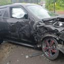 The black Nissan Duke was badly damaged in the crash on York Road.