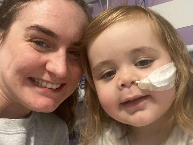 Harper with mum Laura during treatment.