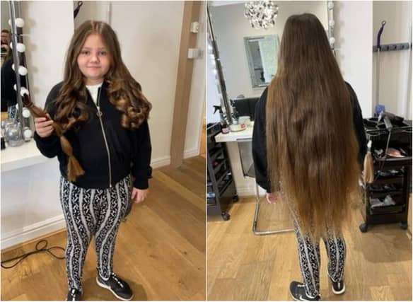 Ella had 15 inches of hair chopped off for charity.