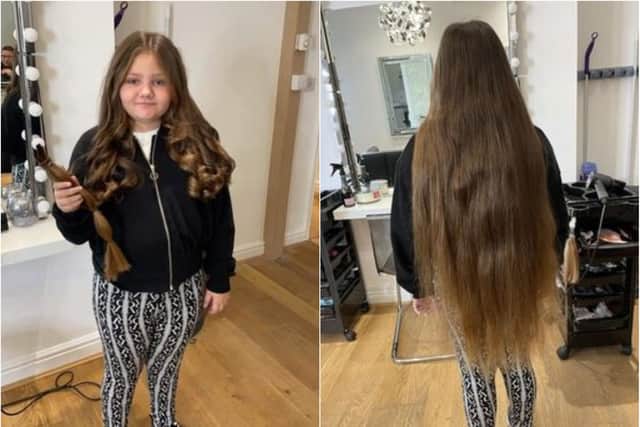 Ella had 15 inches of hair chopped off for charity.