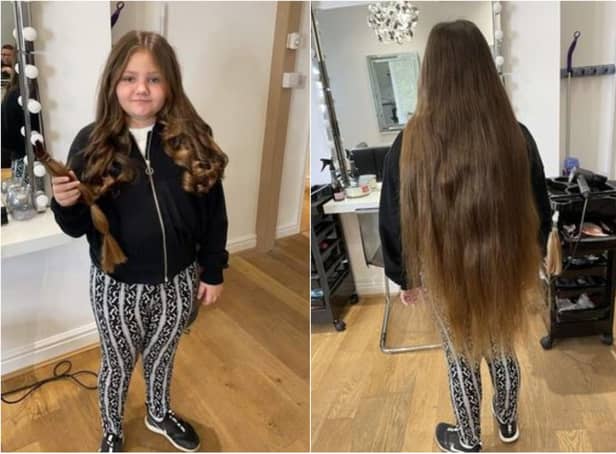 Ella had 15 inches of hair chopped off for charity.