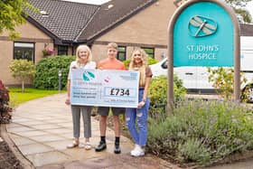 Alfie (middle) is pictured with his mum Donna (right) and Lindsay Richards (left) from the hospice.