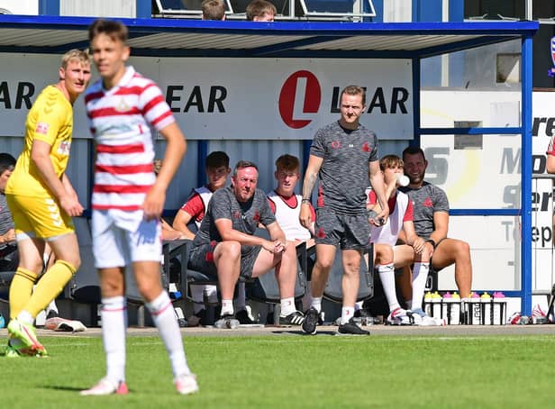 Doncaster Rovers manager Gary McSheffrey watches his side in action during pre-season. Photo: Andrew Roe/AHPIX LTD.