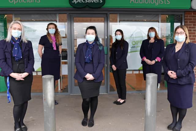 Members of staff at Specsavers Armthorpe have raised money for Oxygen for India appeal. Staff members Eleanor Blanshard, Optical Assistant, Jennifer Long, Director/Optometrist, Melanie Fletcher, Optical Assistant, Keely Warner, Optometrist, Jacqui Mead, Supervisor and Rachael Yeo, Admin Assistant,