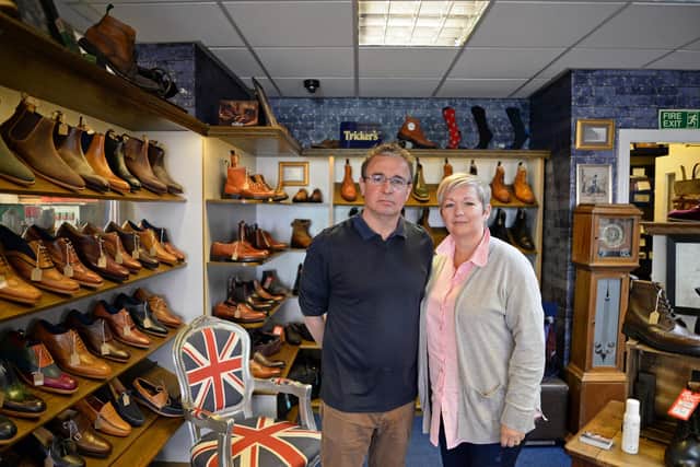 Antony and Ann Frith, pictured at The Shoe Healer on Scot Lane. Picture: NDFP-13-04-21-ShoeHealer 1-NMSY