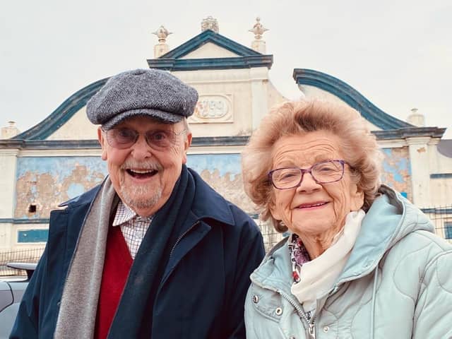 Pictured by the grade II-listed building, Friends of Doncaster Grand Theatre committee members Colin Hogg and Margaret Herbert are encouraging people to join the group's campaign to reopen the city's Victorian theatre.