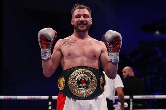 Maxi Hughes celebrates his win. Picture: Mark Robinson/Matchroom Boxing