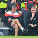 Doncaster Rovers manager Grant McCann (right) and his assistant Cliff Byrne.